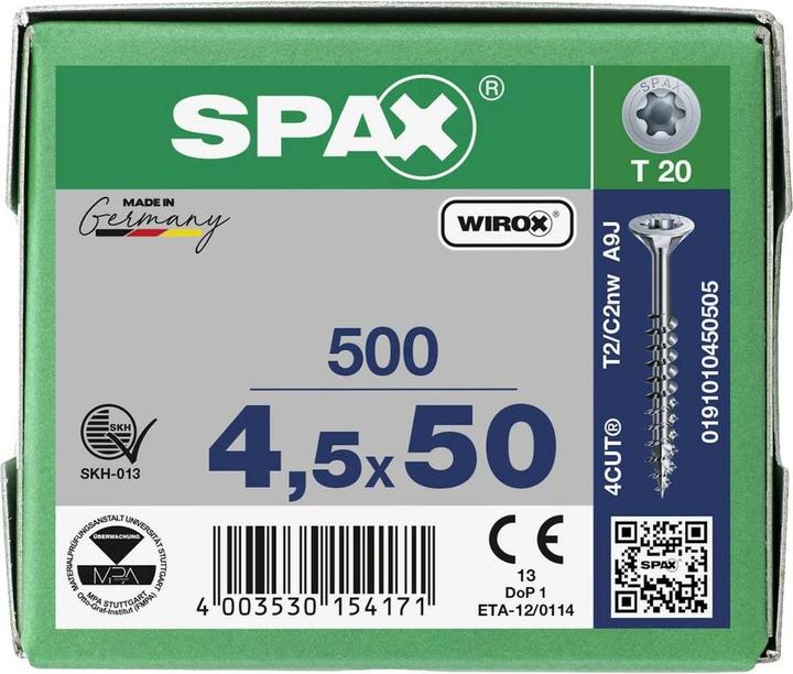 Actual product image Spax Chipboard screws SK T20 4,5x50 mm (500 Screws per piece)