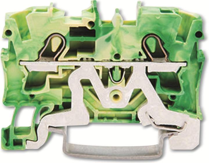 Actual product image Wago Din Rail Terminal 2x 4 Mm2 Green/Yellow