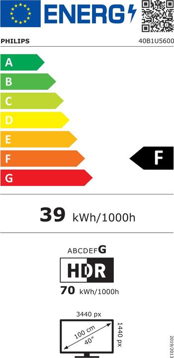 Energielabel Philips 40B1U5600 (3440 x 1440 pixels, 40")