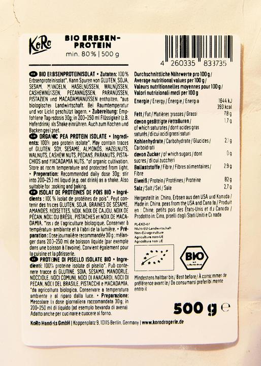 Immagine prodotto KoRo Proteine del pisello (Natura, 1 pz., 500 g)