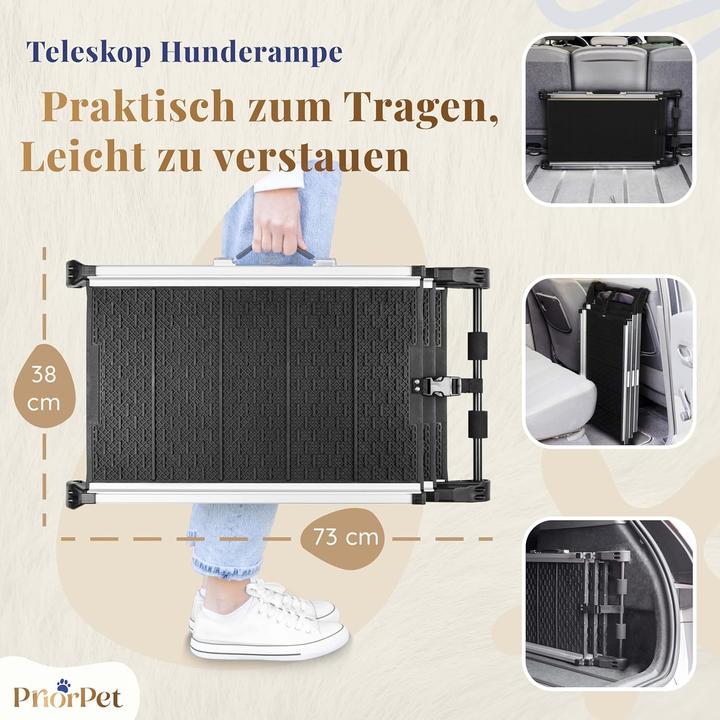 Immagine prodotto Priopret Ausziehbare Hunderampe (Cane, Pieghevole, Chiusura di sicurezza, Riflettori)