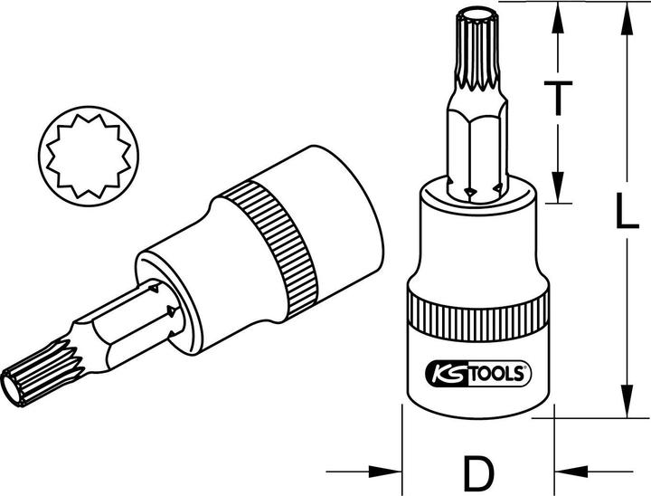 Actual product image KS Tools 1/2" CHROMEplus bit socket