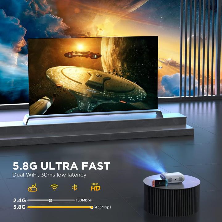 Image du produit XZJX Direct WiFi Beamer 1080P mit Bluetooth 5.0 (HD, 7500 lm)