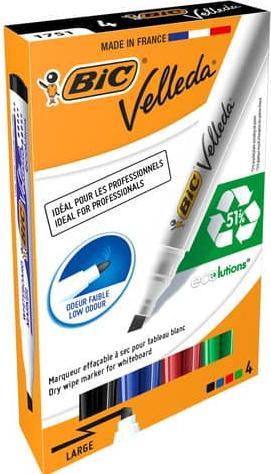 Actual product image Bic Velleda dry-erase markers, wedge tip, 4 colours (4 colours, 5.50 mm, 4 x)