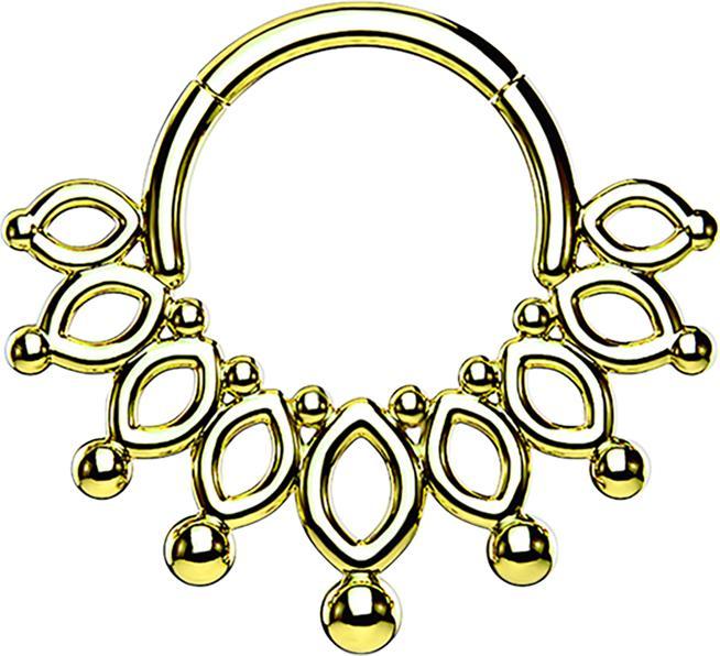 Star Piercing Micro Segmentring klappbar vergoldet Krone mit Kugeln (Chirurgenstahl 316L, ohne Messing)