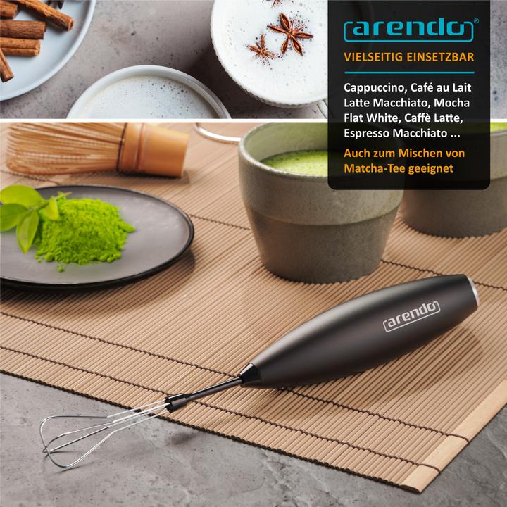 Produktbild Arendo Milchaufschäumer Batteriebetriebener Handaufschäumer, Dual-Quirl & Schneebesen, leise, 13.000 U/min