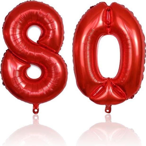 Image du produit Hermex Ballon numéroté Nombre 80 Folienballon Helium Ballon à air rouge 81cm