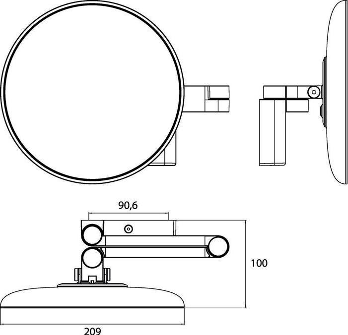 Immagine prodotto Emco Specchio da barba/cosmetico a LED EVO rotondo, modello da parete, a 2 bracci e 3 pieghe, cromo