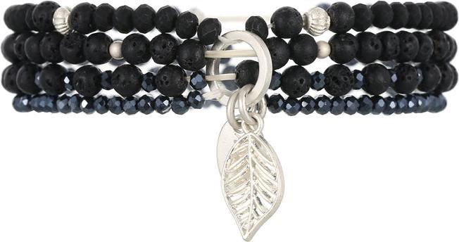 Image du produit Andreani Armband mit Blattanhänger aus echtem Lavastein (8 cm)