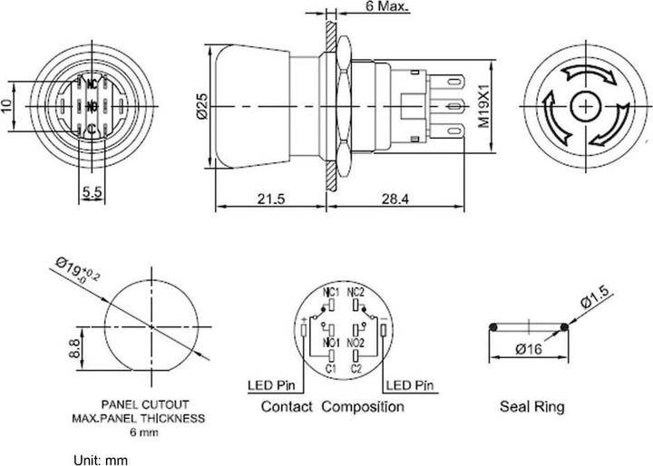 Actual product image Tru Components Emergency stop switch EMERGENCY OFF latching 19 mm aluminium