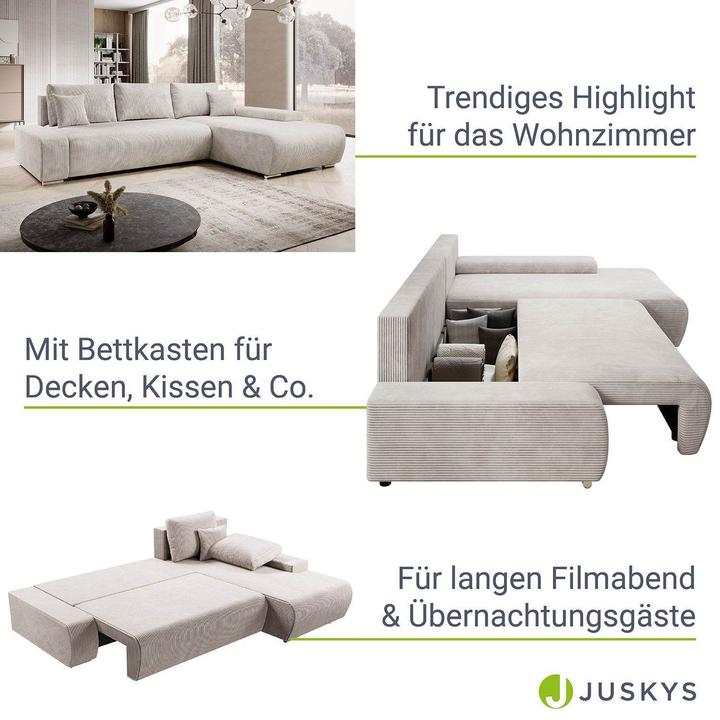 Produktbild Juskys Sofa Iseo Rechts mit Schlaffunktion (Ecksofa)