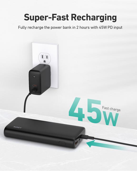 Actual product image Aukey Sprint Go (20000 mAh, 65 W, 74 Wh)