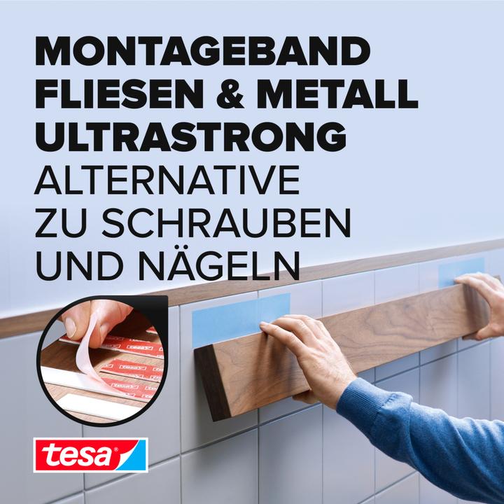Produktbild tesa Powerbond doppelseitiges Montageband für Fliesen & Metall (19 mm)