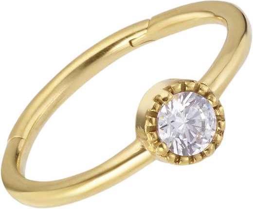 Actual product image Bijouteria Ear piercing (PVD coating (gold coloured), Zirconia, Surgical steel 316L)