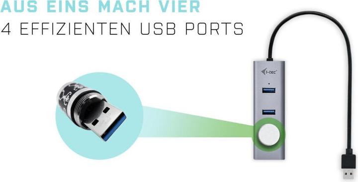 Actual product image i-tec U3HUBMETAL403 (USB-A, 4 Ports)
