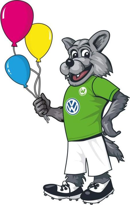 Image du produit VfL Wolfsburg Wölfi avec des ballons (70 x 111 cm)
