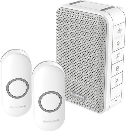 Honeywell DC313NFB - Draadloze deurbelset met 2 deurdrukkers - Wit (Kabellos)