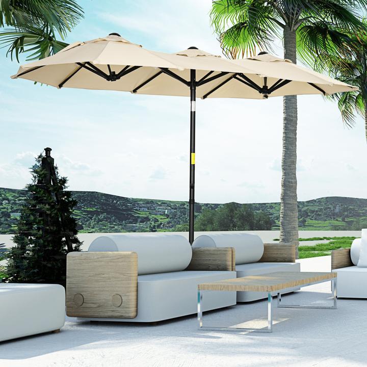 Produktbild Outsunny Doppelseitiger Sonnenschirm mit Winddach (1.47 m)
