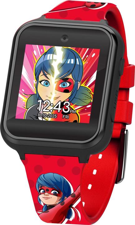 Actual product image Accutime Kids Smart Watch Miraculous (red): Selfie camera, photo & video, stopwatch, 6 games, 3 Hin (40 mm)