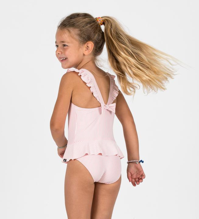 Image du produit Nabaiji Maillot de bain 1 pièce jupette Bébé / Fille - rayé rose et blanc (86)