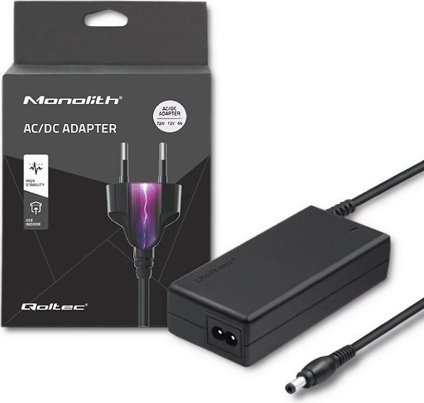 Image du produit Qoltec Adaptateur universel AC 72W| 12V| 6A| 5.5*2.5|+câble d'alimentation (72 W)
