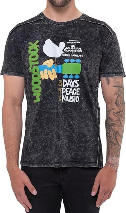 Woodstock Adult Poster TShirt aus gewaschener Baumwolle