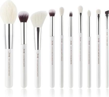 Image du produit NoName Basic Makeup Brushes Set 10pcs White/Silver Natural Brushes Kit for Blush Eyeshadow Contour B (Set)