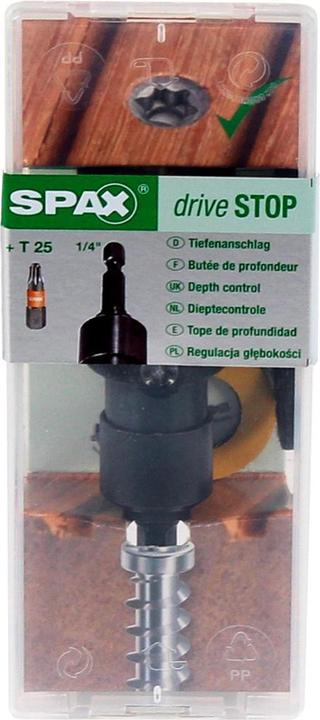 Image du produit Spax Drive Stop Butée de profondeur Support 1/4" avec embout T25 et Rondelles feutre (Six pans creux TX M25)