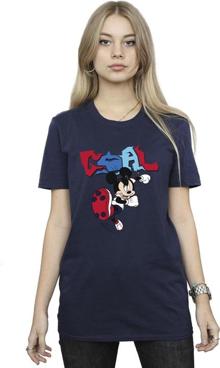 Actual product image Disney Womens/Ladies Mickey Mouse Goal Striker Pose Cotton Boyfriend T-Shirt (M)