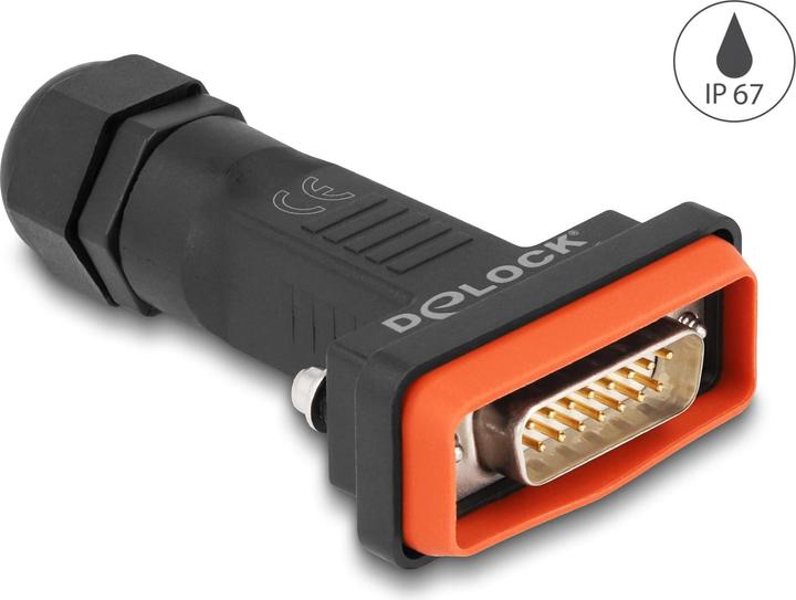 Actual product image Delock Adapter D-Sub HD 15 pin male with housing IP67 waterproof (Sub-D 15, 4.90 cm)