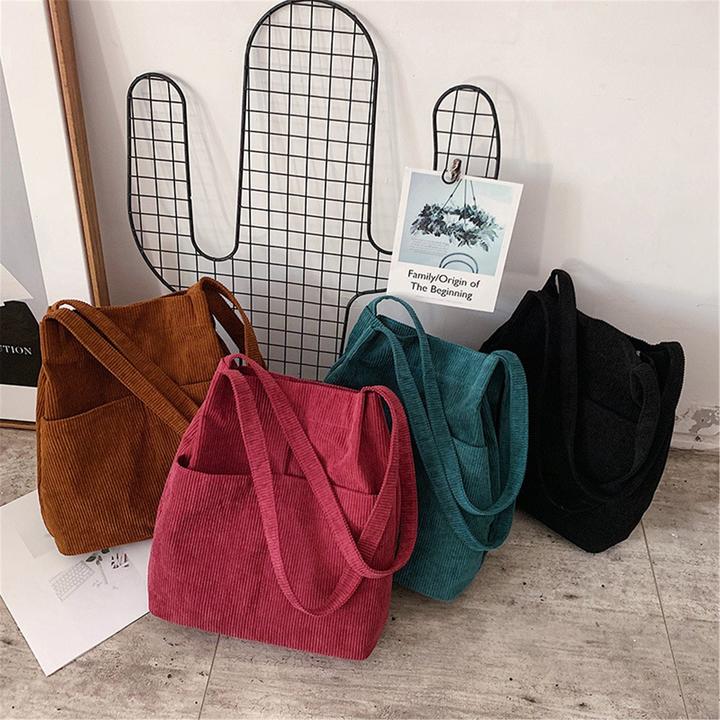 Only-Bags.Store Cord Tote Umhängetasche, Tragetasche, IPad Buch Tasche, Geschenk Tasche, Tote Taschen Ästhetik