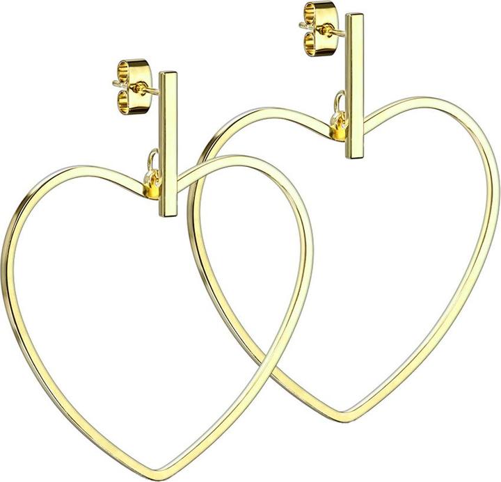 Star Piercing Ohrstecker vergoldet Balken Anhänger Herz (ohne Messing, Chirurgenstahl 316L)