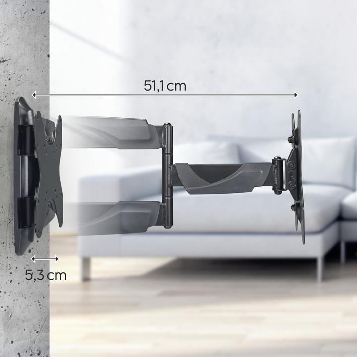 Actual product image Hama TV wall bracket, swivel, tilt, extendable, 122 cm (48") up to 35 kg (Wall, 48", 35 kg)