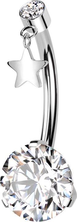Produktbild Star Piercing Threadless Banane silber Zylinder silber Kristall silber Anhänger Stern und Kristall silber gefasst (ohne Messing, Titan G23)