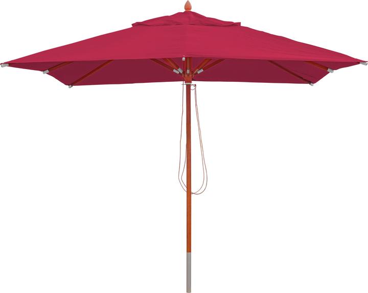 Produktbild Mendler Gastronomie Holz-Sonnenschirm, Gartenschirm, Polyester/Holz 14kg, eckig 3x3m Seilzug stosssicher - b (3 m)