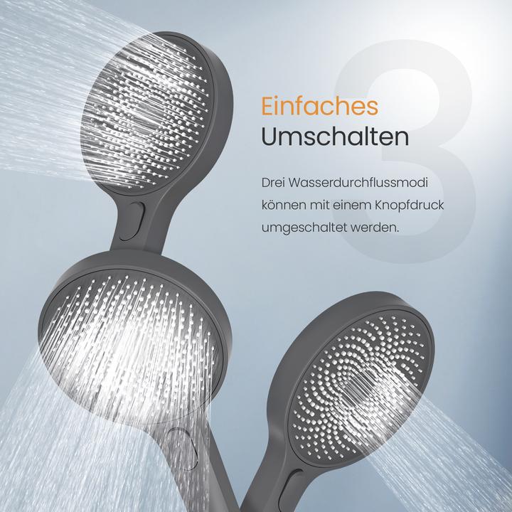 Produktbild Emke Duschsystem mit Thermostat, Handbrause + Regendusche(2 Strahlstärken) + Unterer Auslass