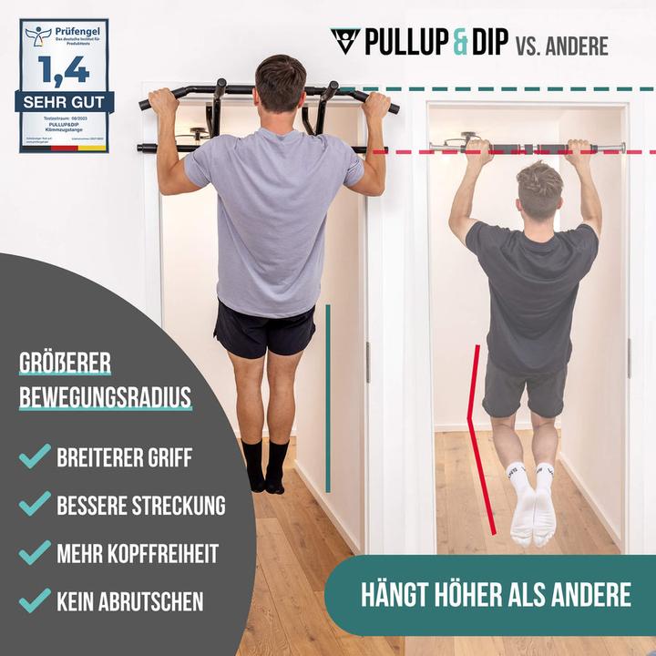 Actual product image Pullup & Dip Klimmzugstange Tr zum Einhngen im Trrahmen ohne Abrutschen, inkl. Klimmzug Band