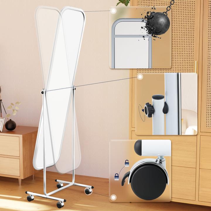 Produktbild CLP Standspiegel Medusa Eckig, weiss (48 x 166 cm)
