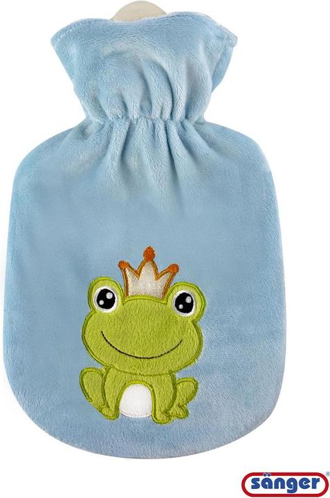 Actual product image Sänger Hot water bottle natural rubber with velour cover frog king (0.80 l)