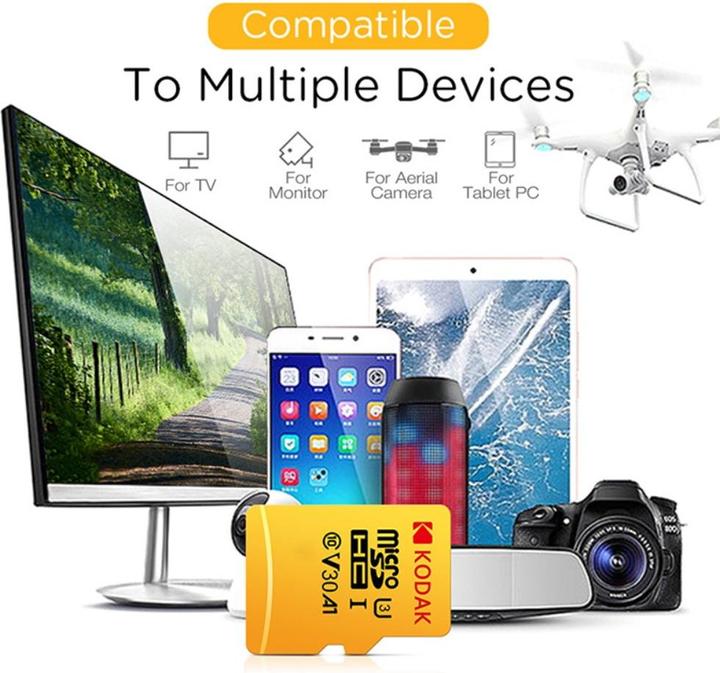 Actual product image Kodak mSD 128GB UHS-I U3/V30/A1 w/a (128 GB, microSDXC, U3, UHS-I)