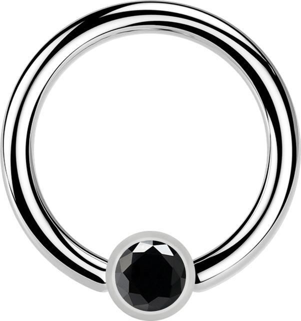 Produktbild Star Piercing Micro Ball Closure Ring silber und Kristall schwarz (ohne MessingChirurgenstahl 316L, Chirurgenstahl 316Lohne Messing)