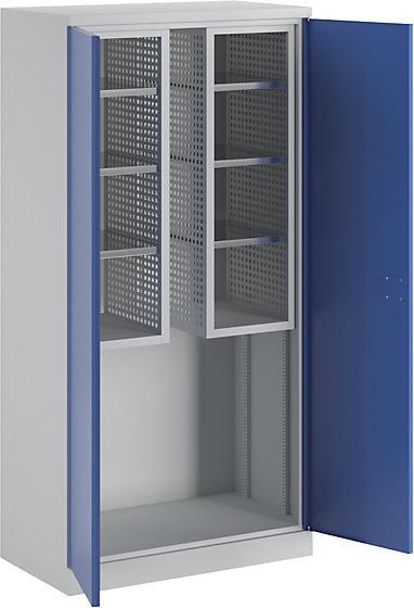 Produktbild MBA-System Geräte- und Putzmittelschrank JUMBO, Vollblechtüren/2 Regalboxen, l.grau/blau (45 cm, 112 cm)