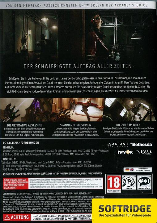 Produktbild Bethesda Dishonored: Death of the Outsider (PC, DE)