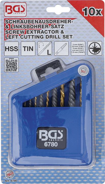 Produktbild BGS Schraubenausdreher und Linksbohrer-Satz (6.4 mm, 2.8 mm, 2 mm, 7.5 mm, 4 mm)