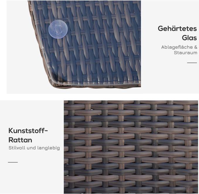 Produktbild Swisshandel24 Rattan Gartenmöbel Set mit Beistelltisch 3-tlg. Balkonmöbel Set mit Sitzkissen Polyrattan + Stahl Br