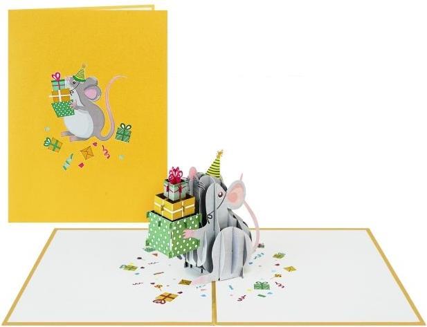Produktbild MU Classic 3D Pop-Up Geburtstags Glückwunschkarte - Maus (1 Stk.)