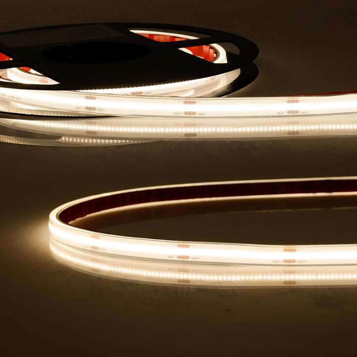 Actual product image Isoled LED HT927 COB flex strip for up to 90°C ambient temperature, 24V DC, 14.4W, IP68, 2700K, 5m roll, 48 (500 cm, Indoor)