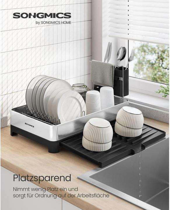 Produktbild Songmics Abtropfgitter Schwarz/Silber, Tiefe: 44 cm, Breite: 40 cm
