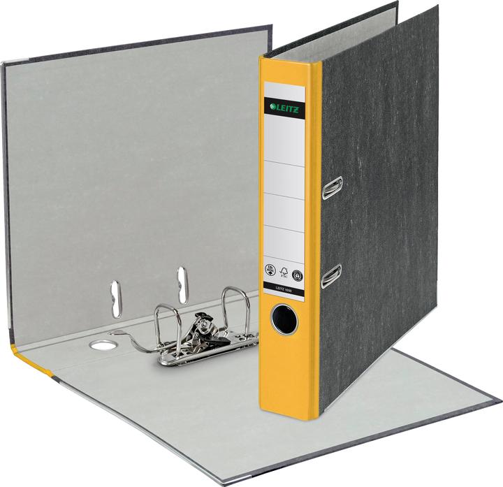 Image du produit Leitz Chemise marbrée Cloud, 180 degrés, DIN A4, 52 mm, dos coloré jaune, couverture en carton, extérieur (A4, 52 mm, 1 pièce(s))