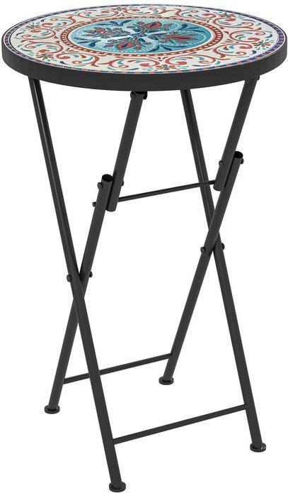Produktbild Swisshandel24 Beistelltisch klappbar Gartentisch Mosaik-Design Ø35,5x55 cm Mehrfarbig
